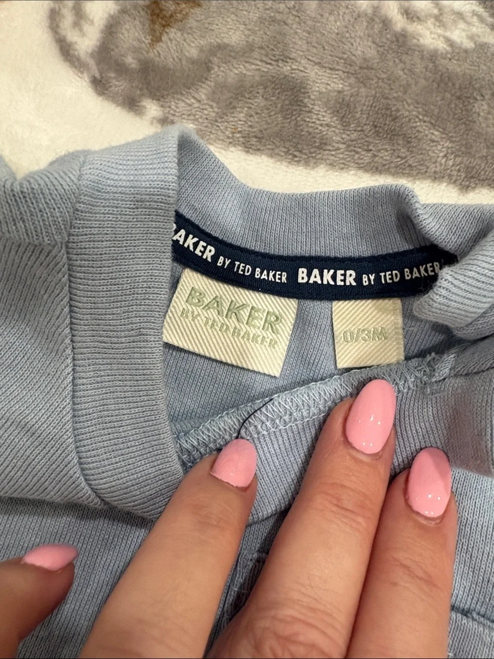 Baker by Ted Baker baby Light Blue Short-Sleeve Pocket T snaps cotton 9-3M NWOT